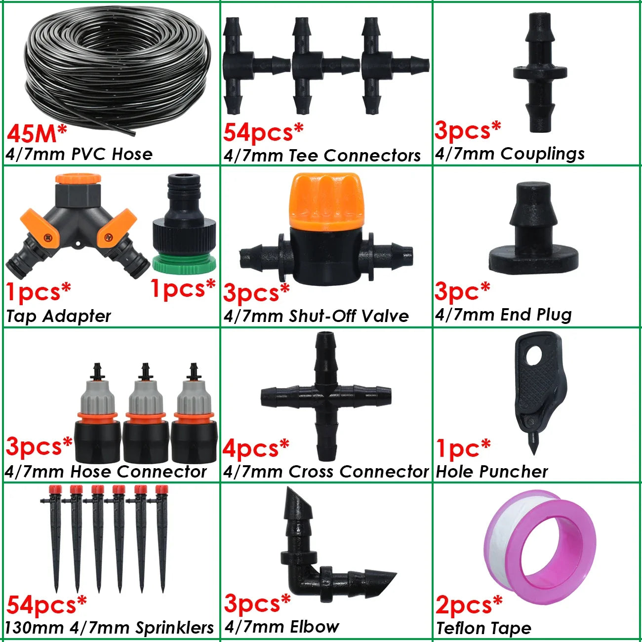 KESLA 1/4'' Hose Garden Micro Drip Irrigation Automatic Watering System Kit 13CM Sprinkler for Pot Flowers Vegetables Greenhouse