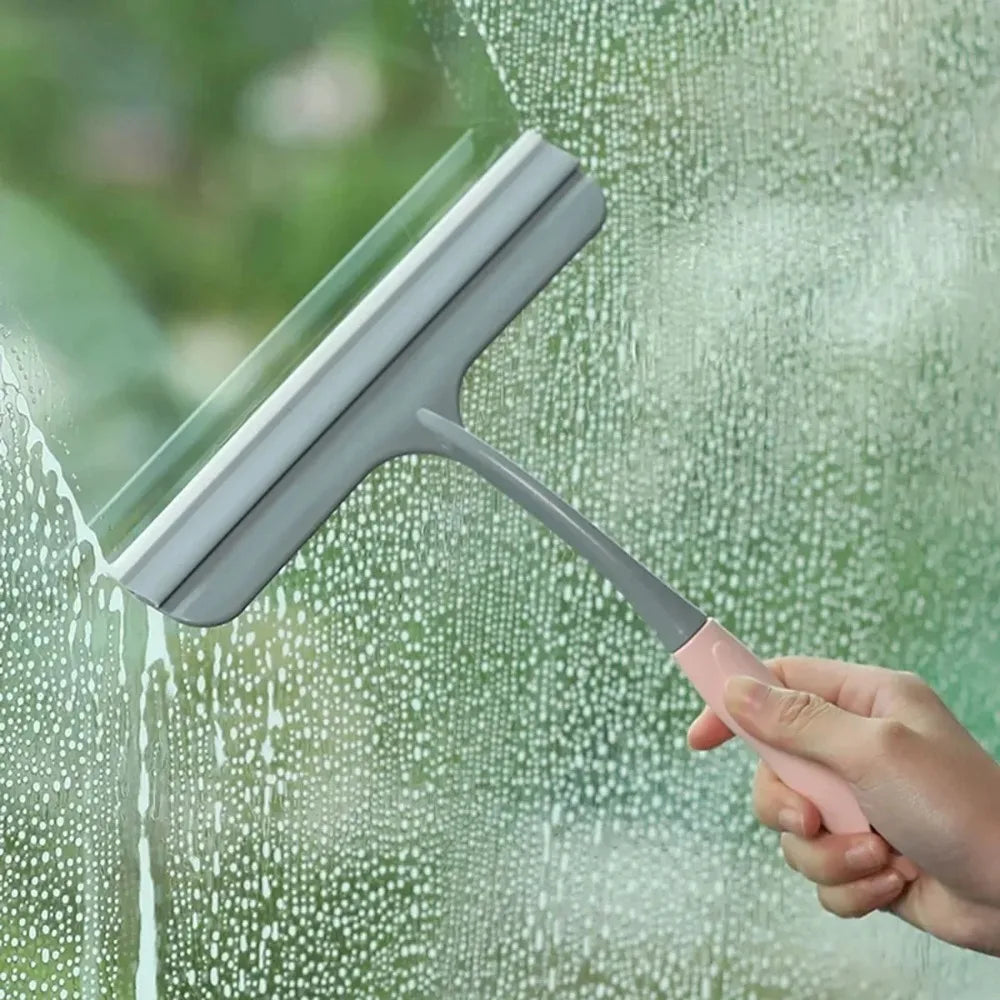Multifunctional Silicone Wiper Blade Plastic Handle Cleaning Supplies Squeegee Wiper Double-sided Mirror Scraper Bathroom Home