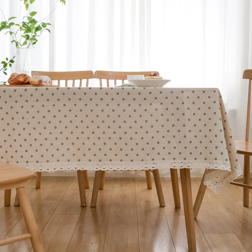 Printed Small Daisy Flower Tablecloth Linen Table Cloth Tasse Lace Rectangular Wedding Banquet Outdoor Home Manteles Table Cover