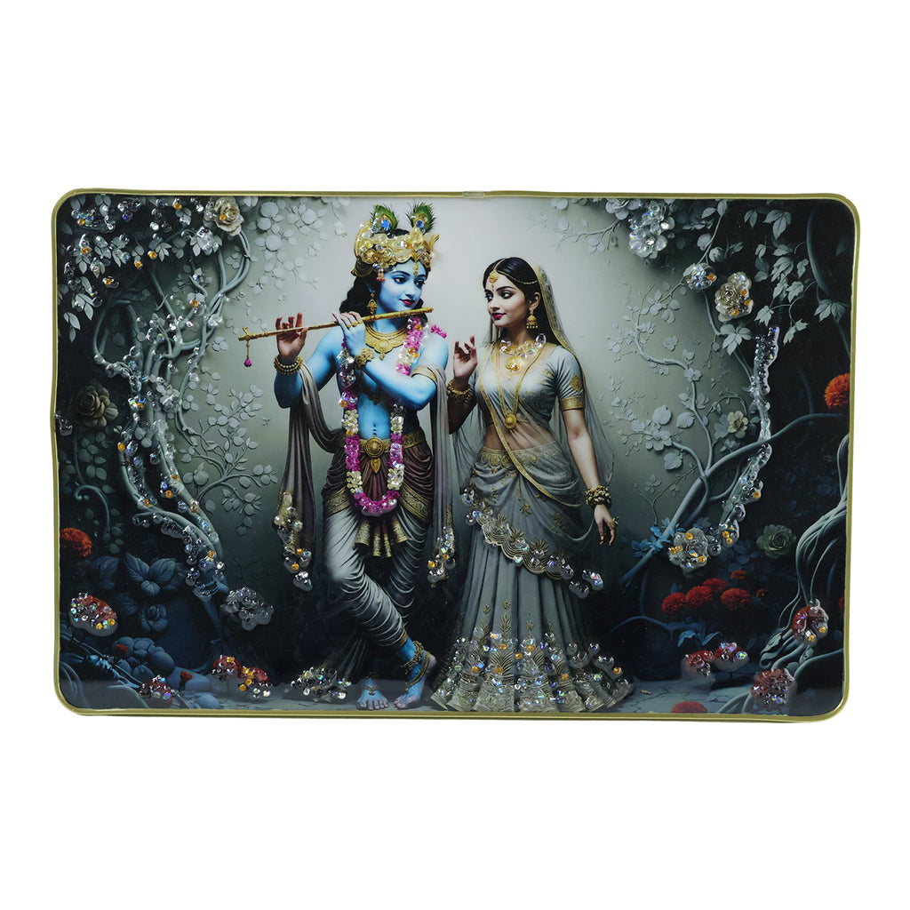 Divine Radha Krishna Flute Art Wall Frame (1 Pc 45x30 Cm)