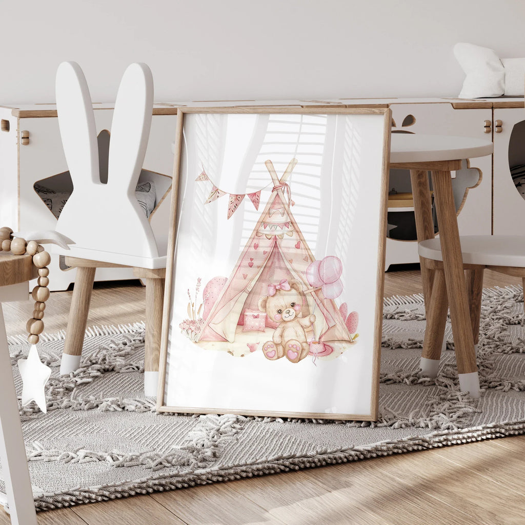 Pink Dream Bear Carousel Tent Swing Wall Art Prints Canvas Painting Poster Picture For Living Bedroom Kids Room Home Decor
