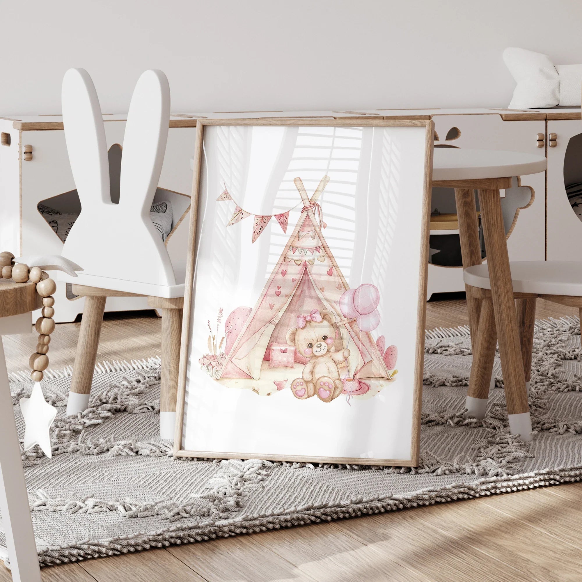 Pink Dream Bear Carousel Tent Swing Wall Art Prints Canvas Painting Poster Picture For Living Bedroom Kids Room Home Decor