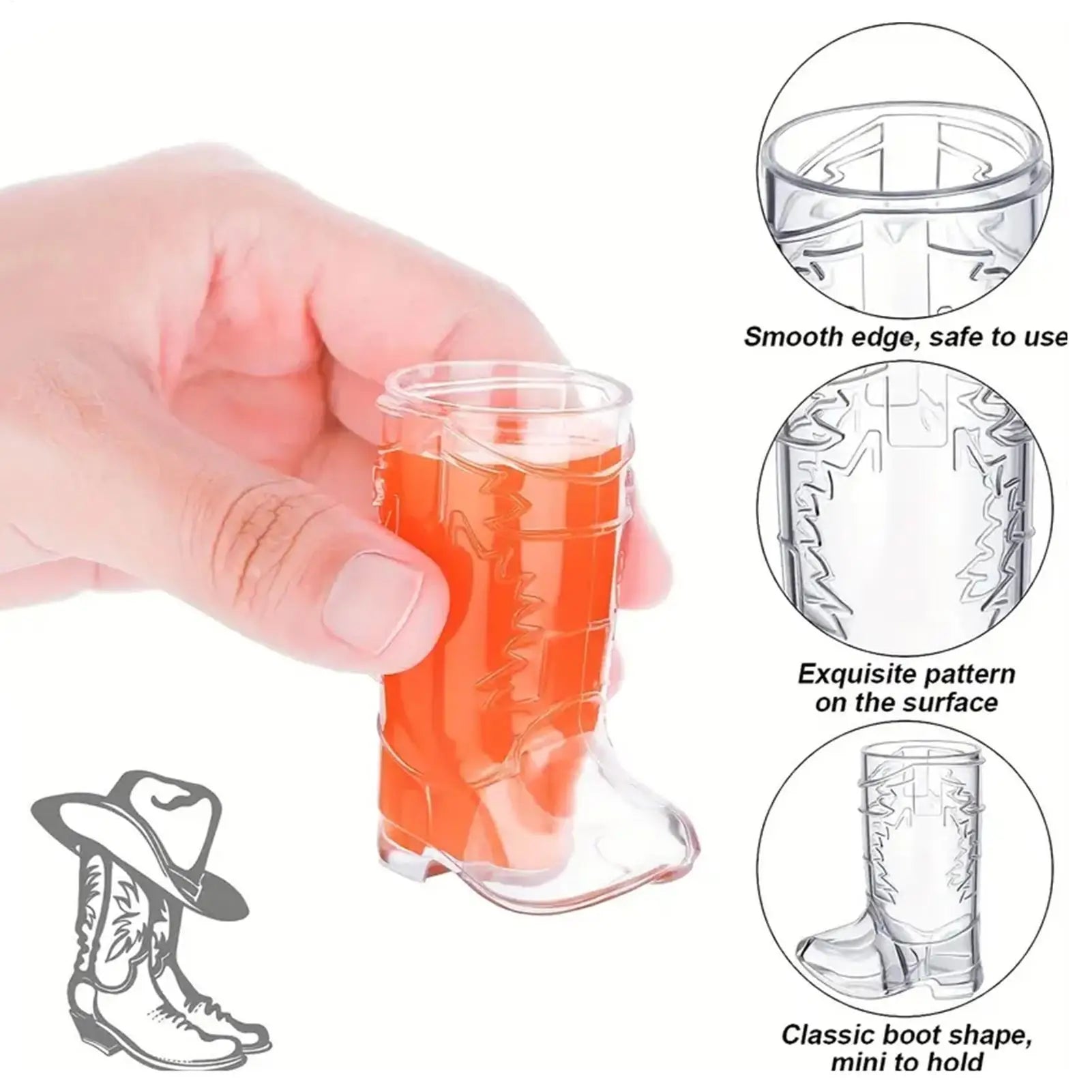 Cowboy Boot Whiskey Wine Glasses ABS Western Cowboy Themed Party Drinks Glass Cup Bachelorettes Cowboy Party Decoration