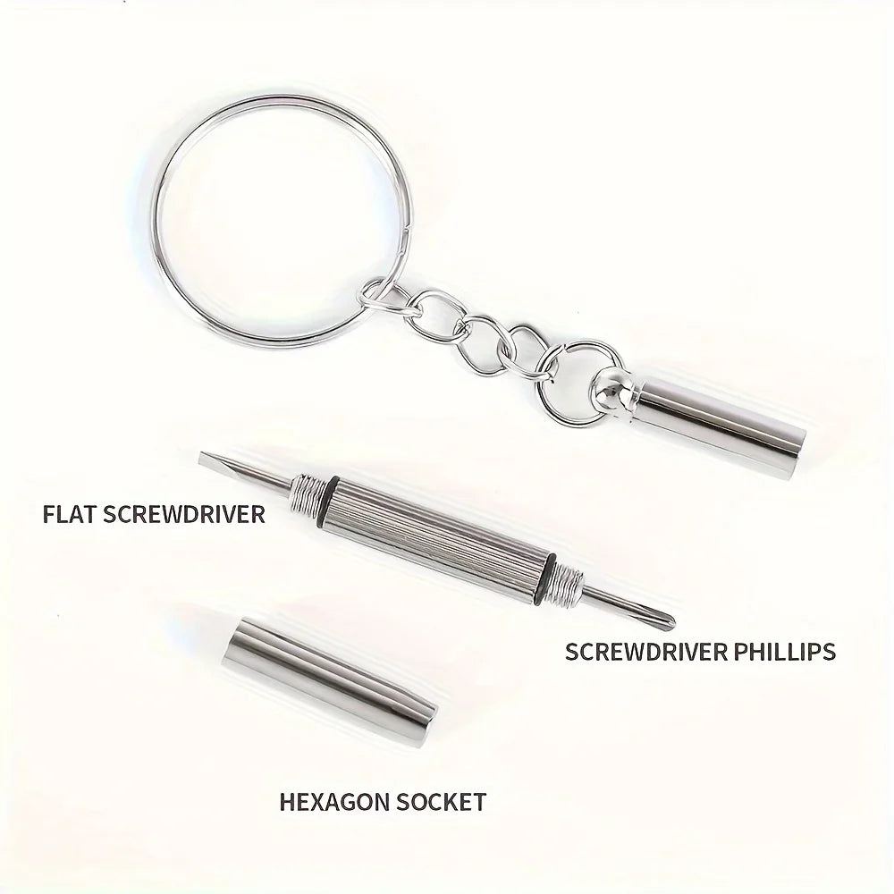 10pcs Precision Eyeglass Screwdriver Set, Steel Glasses Repair Tool Kit, with Keychain for Watch & Glasses Repair Handyman Tools