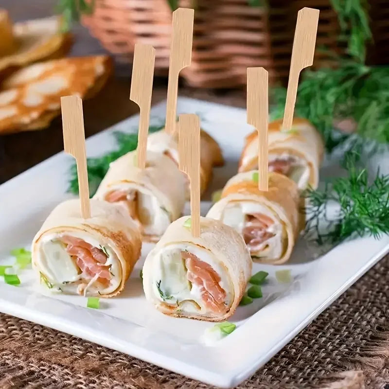 50Pcs Disposable Bamboo Sticks Barbecue Tools Natural BBQ Bamboo Skewers Camping Party For Kabob Fruit Cocktail Party BBQ Tools