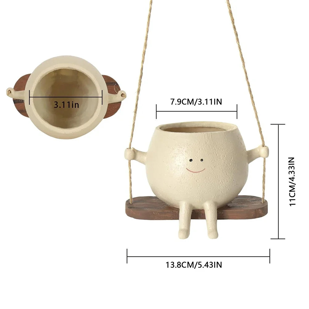 Plant Hanger Baskets Lovely Swing Face Planter Pot Succulent Flower Pots Balcony Wall Hanging Planter Decor Home Garden Supplies