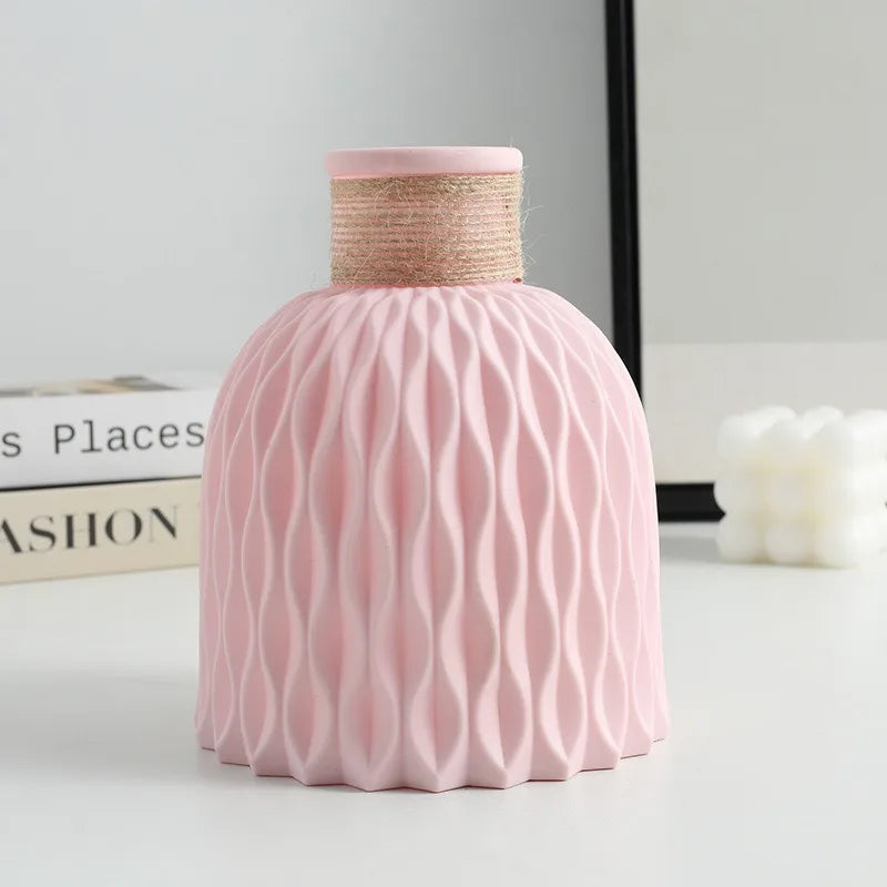 1/2Pcs Water Ripple Vase Rope Plastic Flower Pot Arrangement Modern Nordic Style Home Living Room Desktop Decoration Ornament