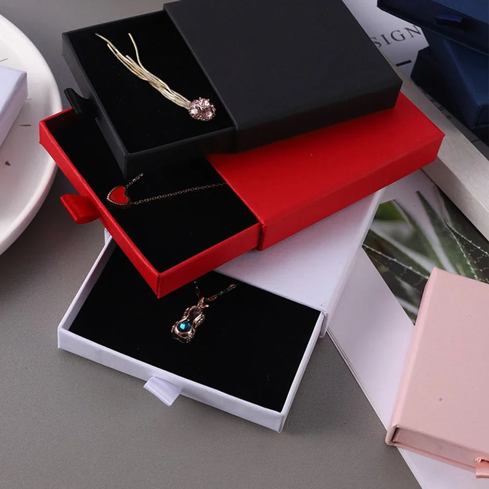 Drawer Jewelry Box For Ring Earring Necklace Bracelet Organizers Storage Cardboard Gift Boxes With Sponge Inside Packaging Boxes