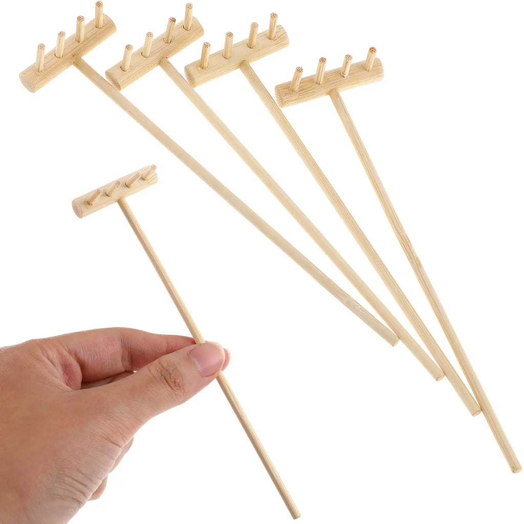8 pcs Mini Zen Rake Bamboo Garden Tools Sand Table Decor Home Desk Toy Gift Handicraft Sewing Supplies Tea Set