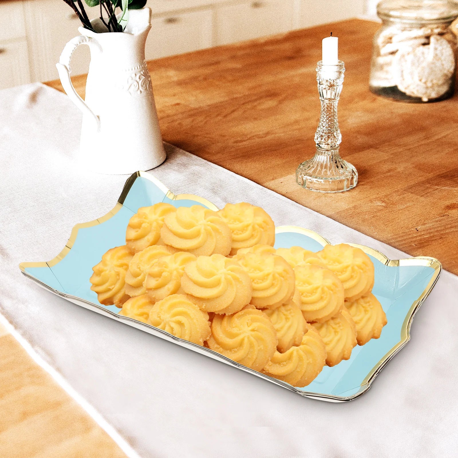 4pcs Disposable Serve Tray Food Serve Platter Fruit Cake Serving Tray Food Hold Container For Party Wedding Buffet Dessert Snack