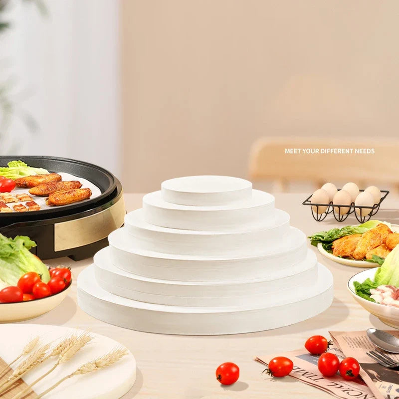 100 Pcs pcs Round Baking Paper Circle Parchment Paper Liner BBQ Oven Patty Hamburger Paper Cake Non-Stick Baking Paper Tools