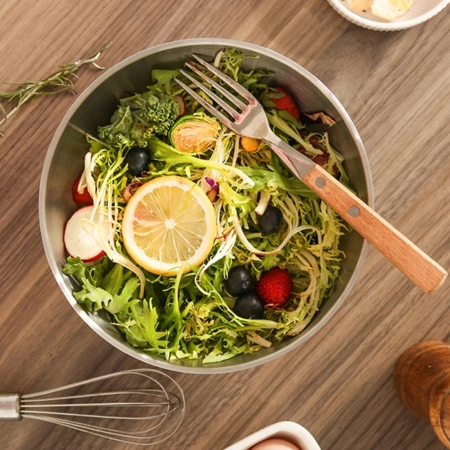 Stainless Steel Noodle Bowl Household High-Grade  Instant Good-looking Soup Bowl Korean Style Large Rice Salad Bowl