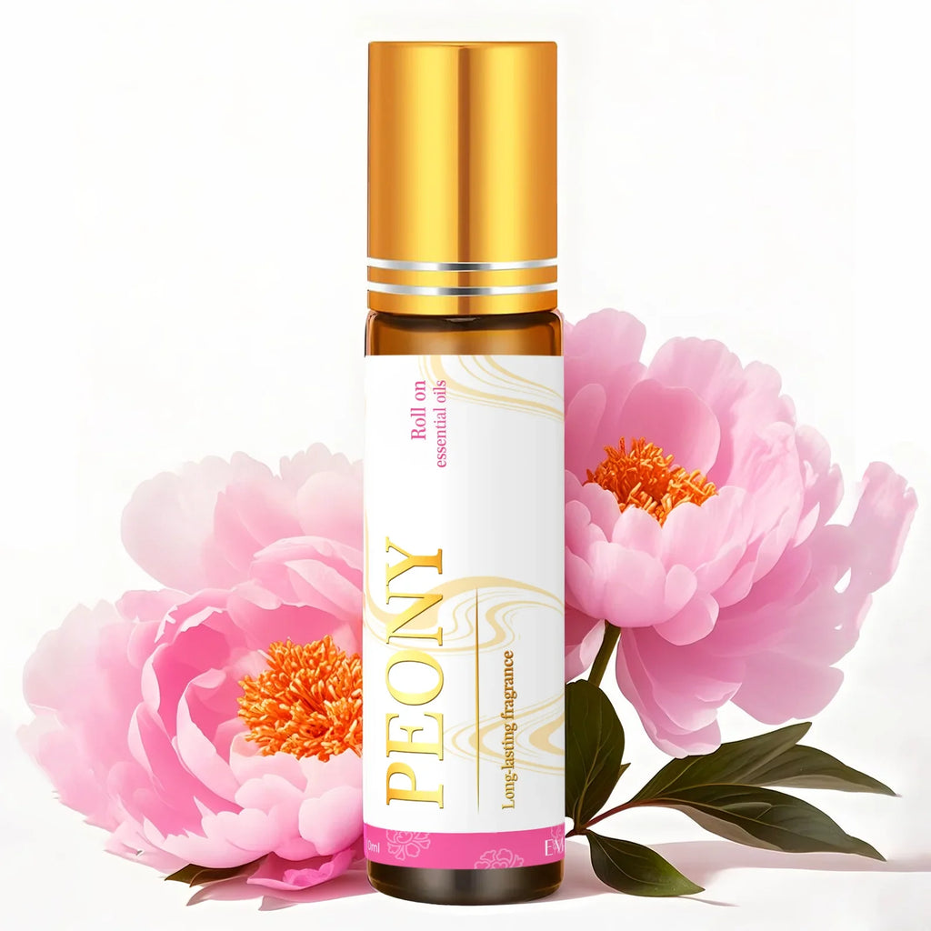 2PC/1PC 10ml Peony Essential Oil Roller Body Oil for Relaxation Elegant Floral Scent for Diffusers, Baths Perfume Women Gifts