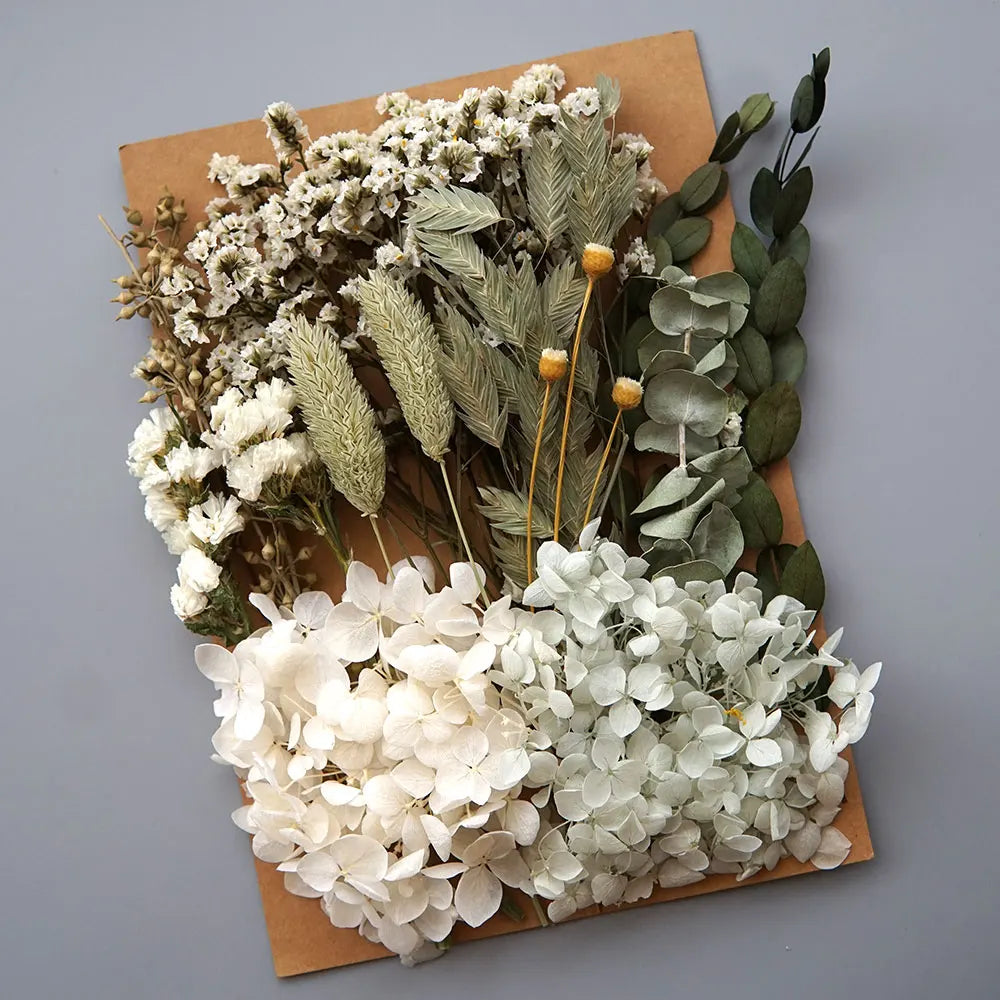 1 Pack Artificial Plants Dried Real Flowers Preserved Materials Epoxy Resin Candles DIY Floral Materials Hydrangea Set Flowers