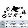 1pc Fashion Custom Name Boy Playing Football Wall Stickers Waterproof Wall Art Decal Bedroom Decor Wall Decoration Murals