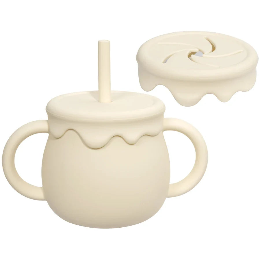 New Kids Silicone Feeding Food Storage Box Snack Cup Portable Newborn Drinking Cup Infant Dual Purpose Sippy Cup Baby Stuff