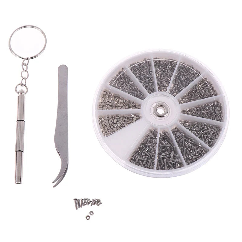 600/1000Pcs Tiny Screws Nut Assortment Repair Tool For Micro Eyeglass Sun Glasses Spectacles With Micro Screwdriver And Pliers
