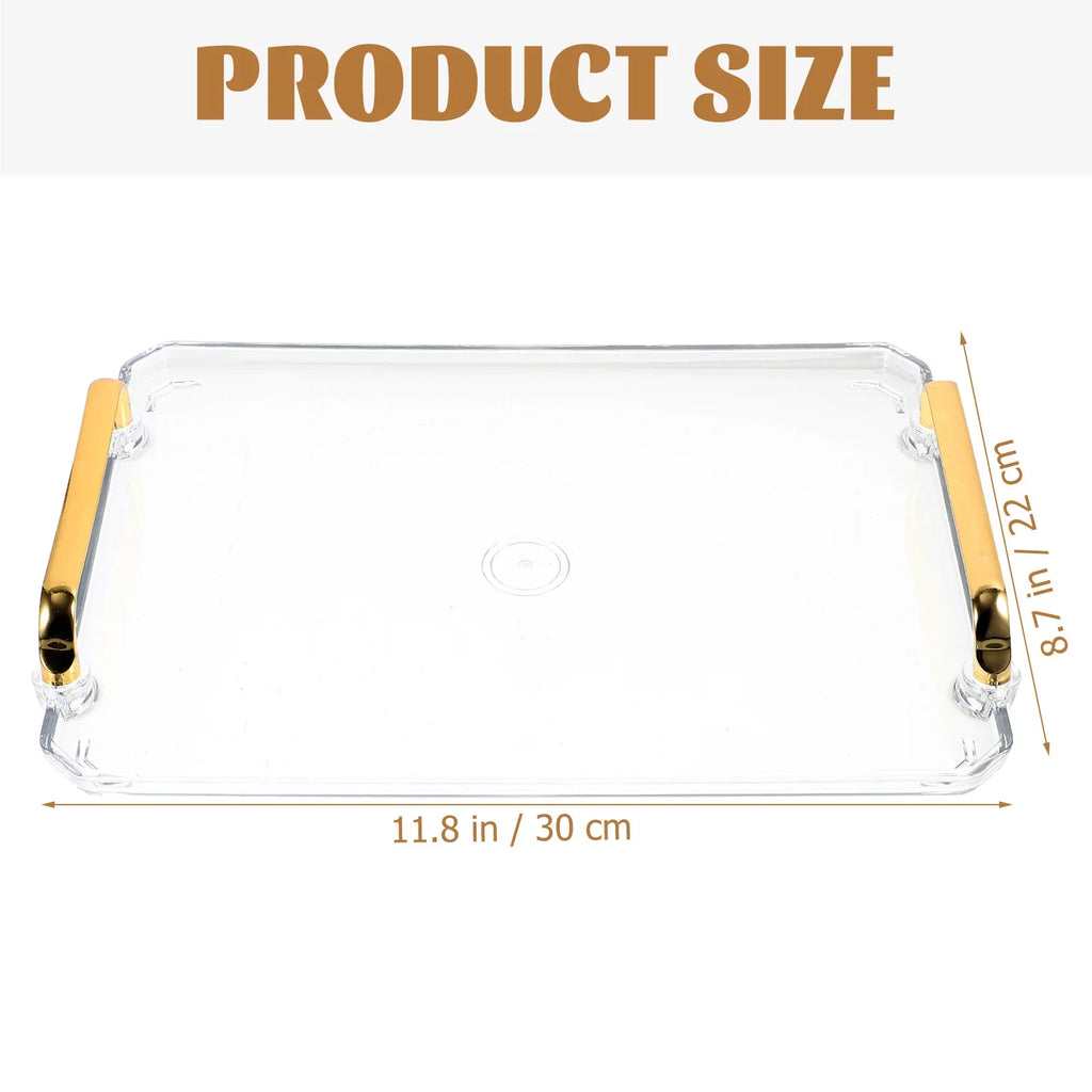 Rectangle Tray Transparent Small Storage Serving Tray for Coffee Tea Party Dessert Snacks Fruit Accessories Daily Use Household