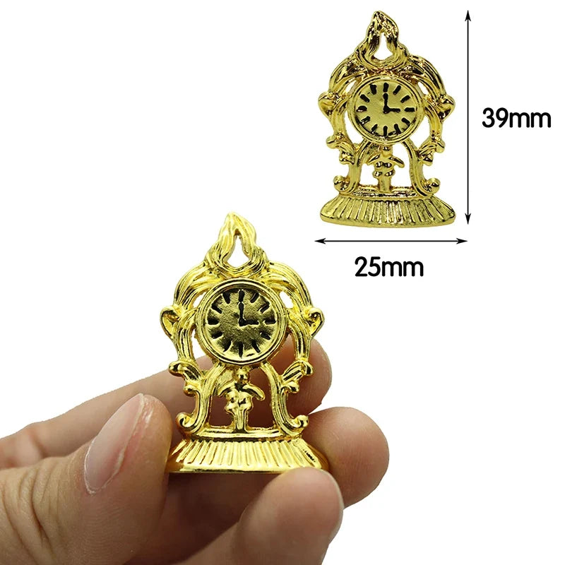 1:12 Dollhouse Miniature Wall Clock Play Doll House Retro Pendulum Table Clock Furniture Home Decor Accessories Toy Pretend Play