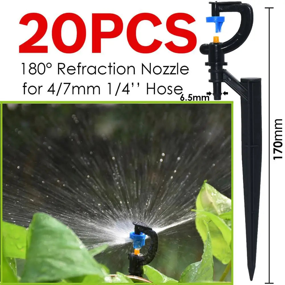 KESLA 20PCS 90/180/360 Degree Misting Nozzle 13cm Stake 1/4'' Barb  Drip Irrigation Watering Garden Flower Irrigation Sprinkler