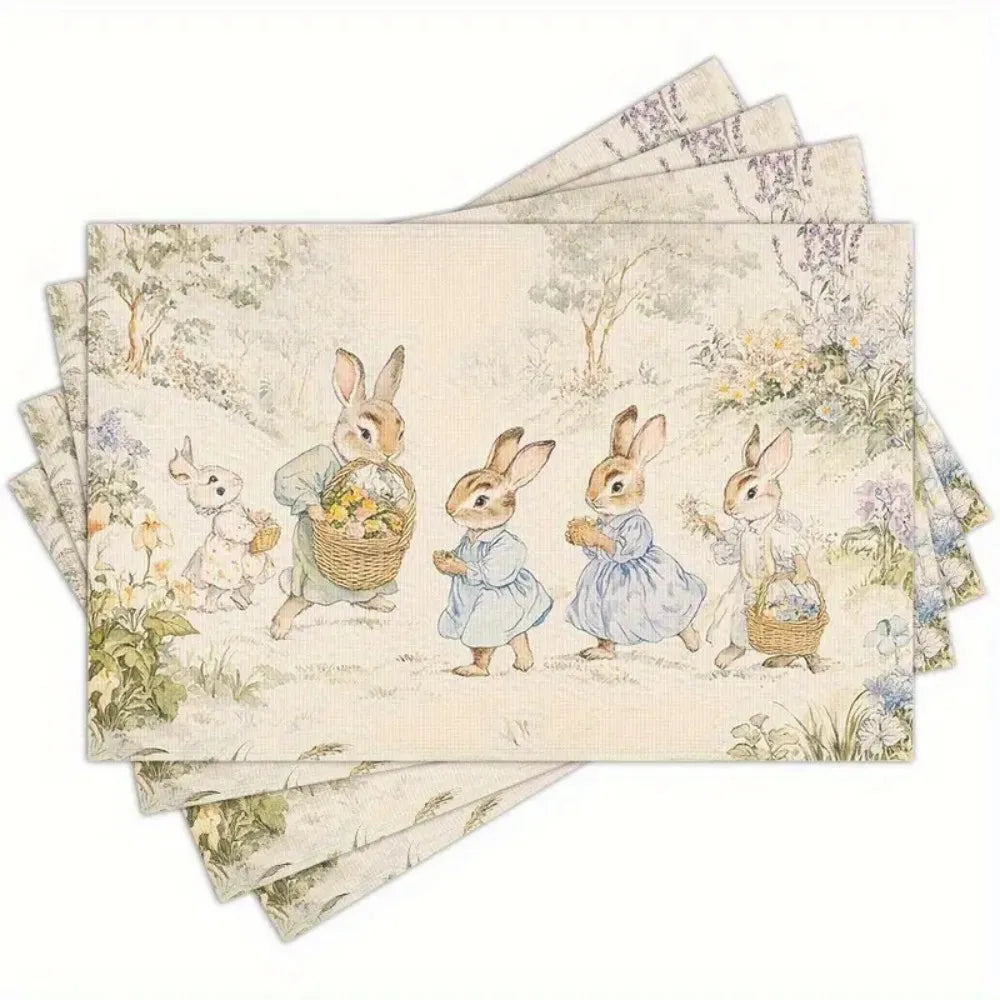 VIKAMA Cartoon Cute Animal Park Pattern Placemat Linen Fabric Table Mats Family Dinner Tableware Kitchen Table Mat