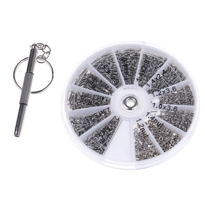 600/1000Pcs Tiny Screws Nut Assortment Repair Tool For Micro Eyeglass Sun Glasses Spectacles With Micro Screwdriver And Pliers