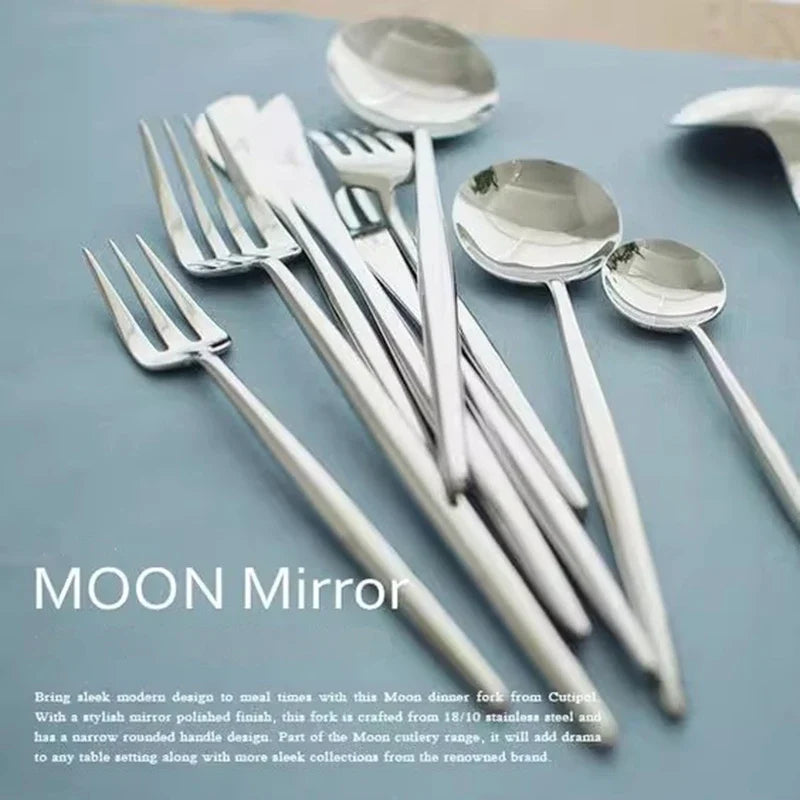 Mirror-polished Stainless Steel Western Tableware Set Four-piece Steak Knife Fork and Spoon Set for Home Use