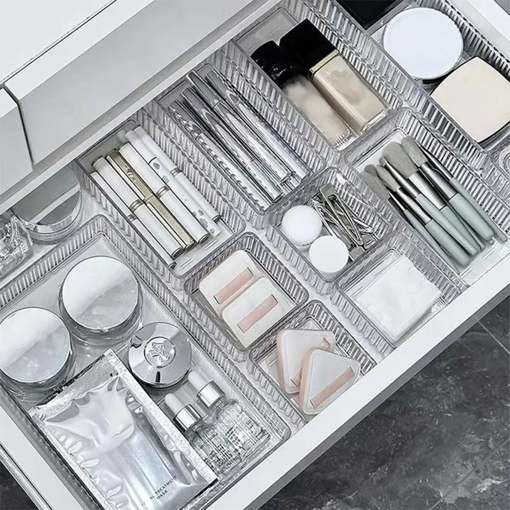 High Quality S/M/L/XL Desk Drawer Organizers Rectangle Transparent Storage Box Plastic Unlimited Makeup Organizer Home Office