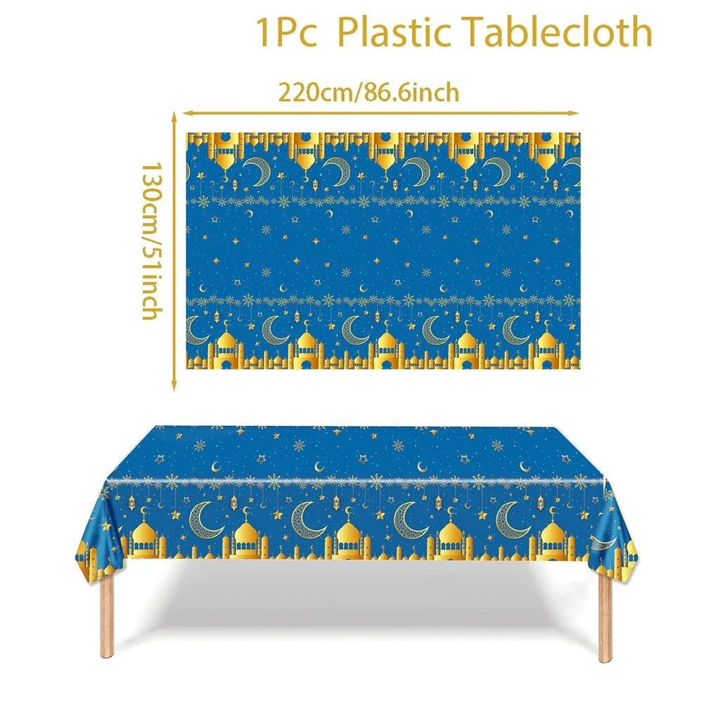 Eid Mubarak Tablecloths Ramadan Decoration for Home 2025 Islamic Muslim Party Decor Ramadan Tableware Supplies Eid Al Adha Gift