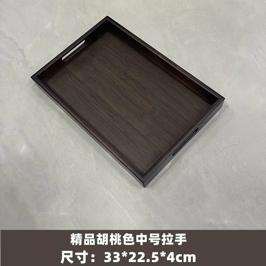 Wooden Bamboo Tray - Rectangular Serving Platter for Home & BBQ | Portable Tray for Bread & Pastries | Eco-Friendly Dining Plate