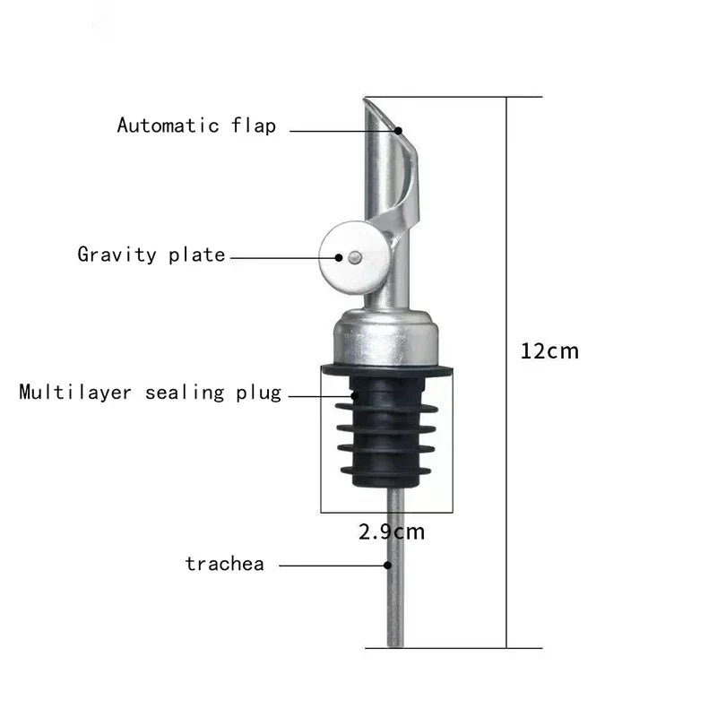 1PC Oil Bottle Stopper Cap DispenserStainless Steel Automatic Open Cap Pour Nozzle Sprayer Leak-Proof Wine Spout Kitchen Tool