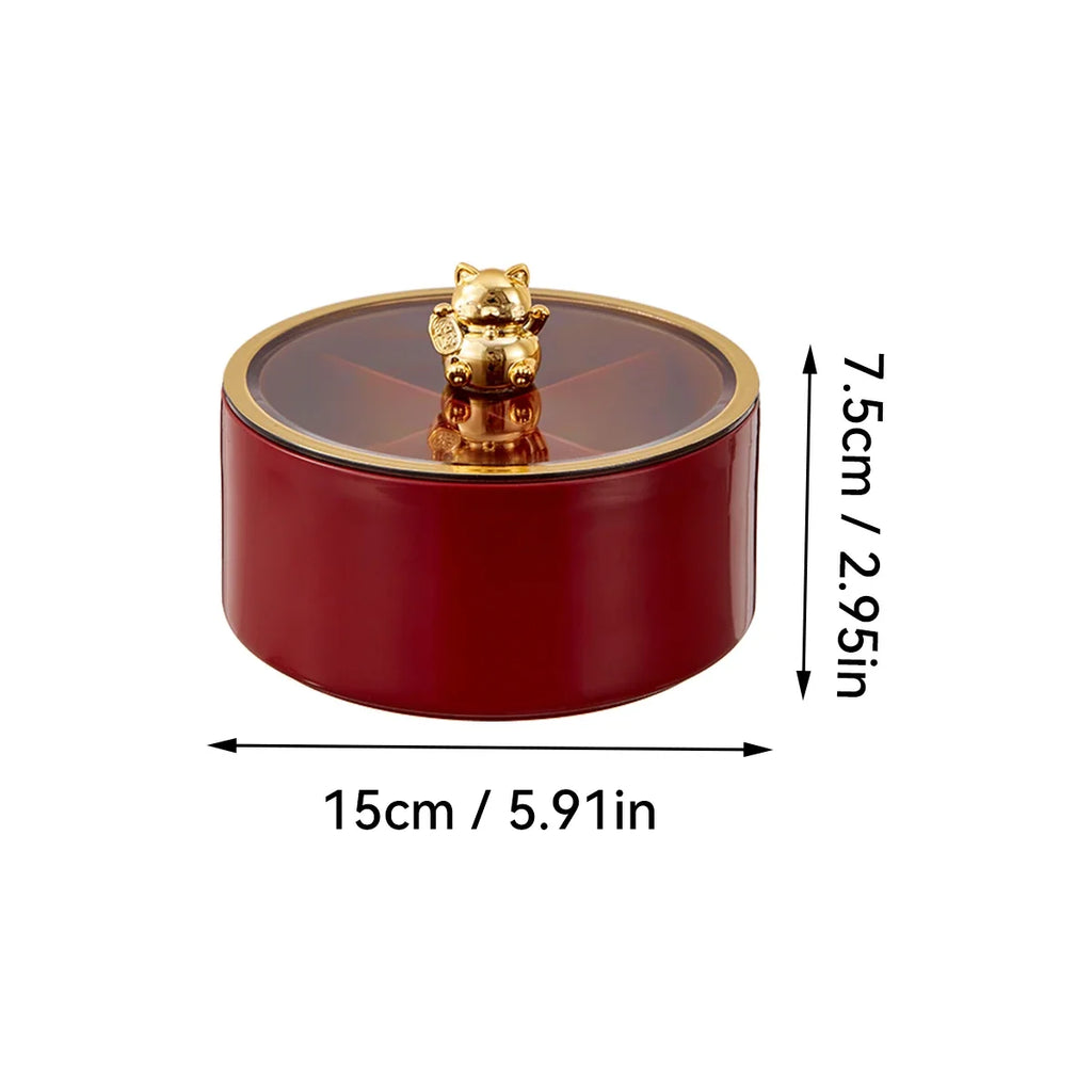 WORTHBUY Round Plastic Food Serving Tray With Lid 1/2/3 Layer Snack Fruit Tray Divided Dried Fruit Candy Storage Box For Kitchen