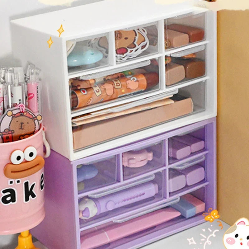 Multi-layer Desktop Storage Box Large Capacity Dustproof Organizing Box Multifunctional Transparent Six Grid Drawer Storage Box