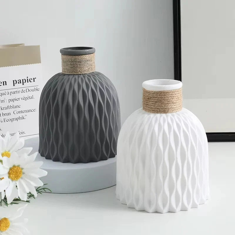 1/2Pcs Water Ripple Vase Rope Plastic Flower Pot Arrangement Modern Nordic Style Home Living Room Desktop Decoration Ornament