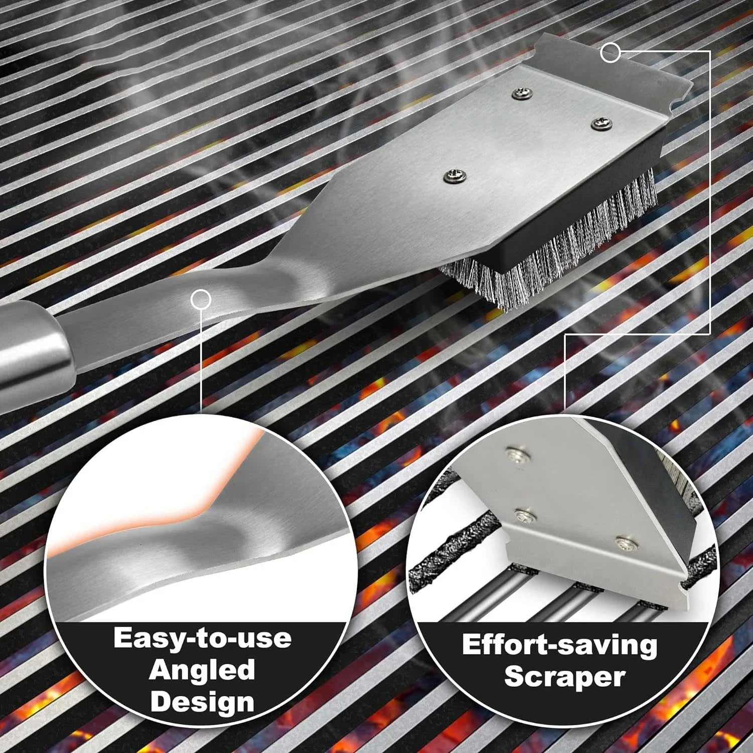 CZHIYAO Stainless Steel BBQ Brush And Scraper Set Safe Grill Cleaning Tool Outdoor Barbecue Accessories Perfect Gift Men Fathers