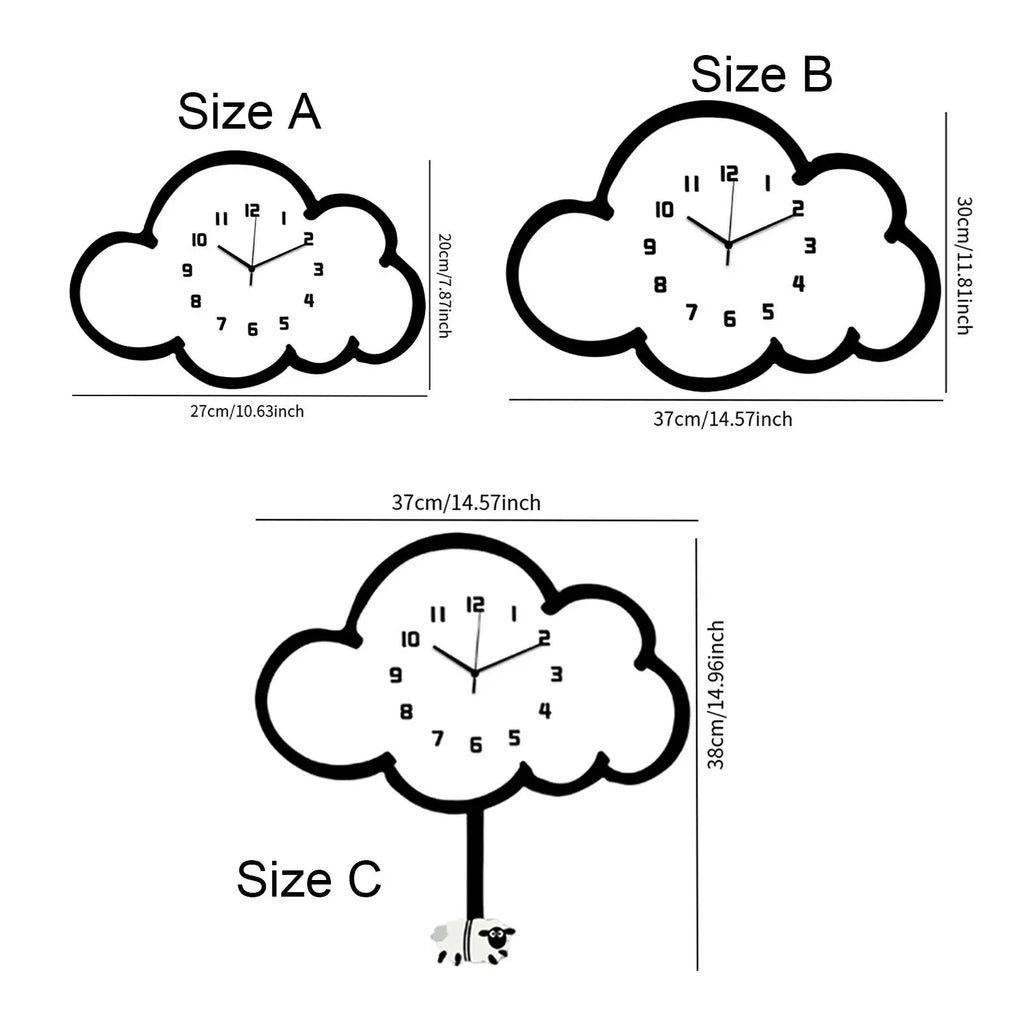 Cloud Wall Hanging Clock Wall Ornament for Dining Room Indoor Living Room