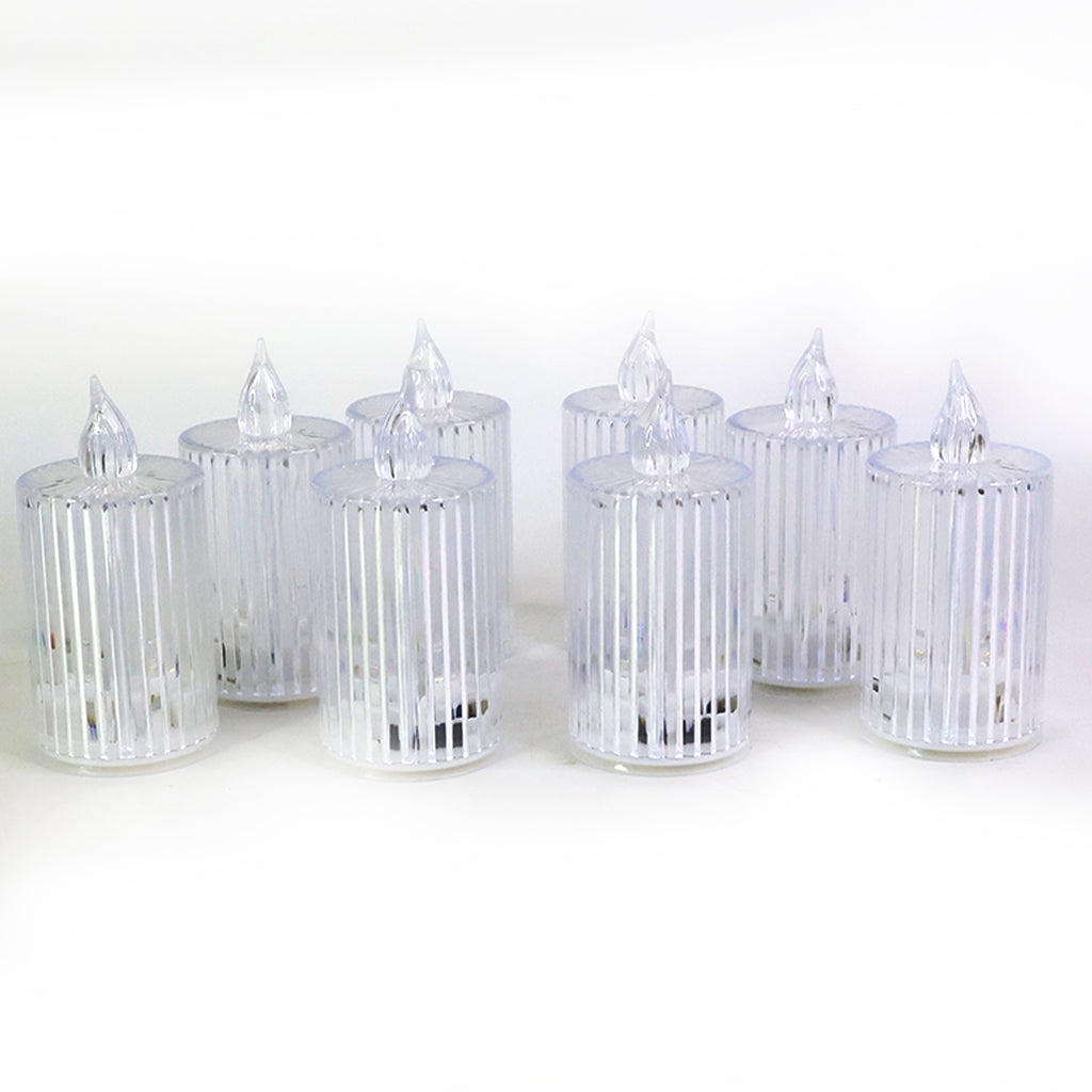 Premium Crystal Effect Led Flameless Candle Lights (8 Pc)