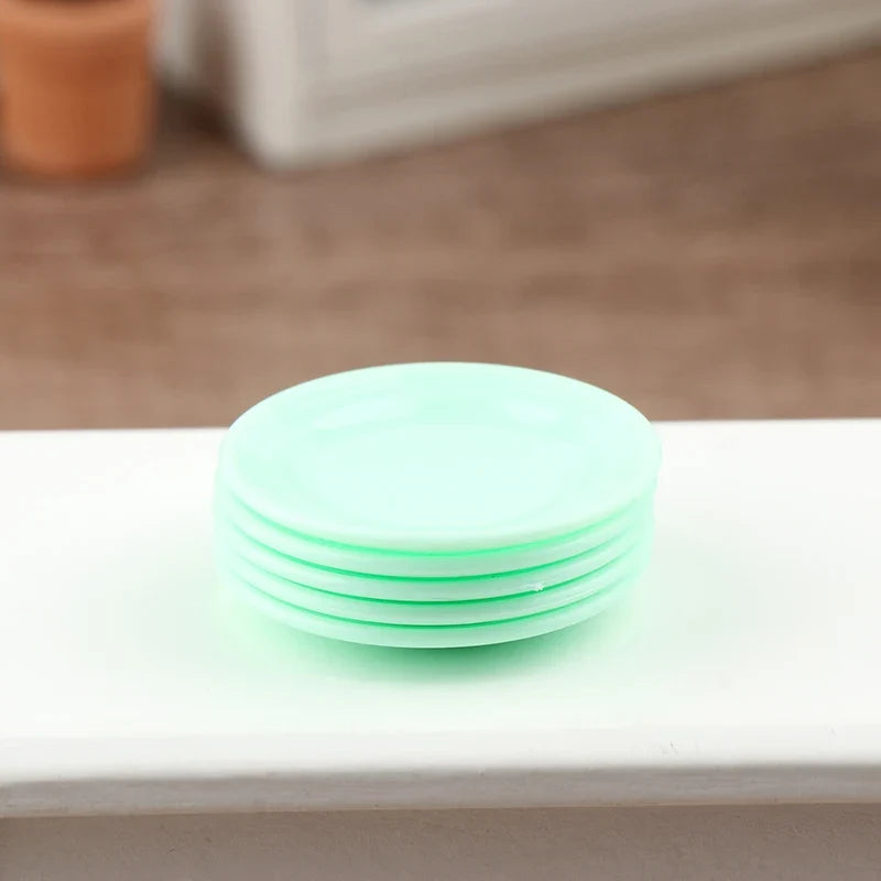 5Pcs 1/12 Dollhouse Mini Plates Dishes Model Dollhouse Simulation Kitchen Decoration Dolls House Accessories Pretend Play Toys