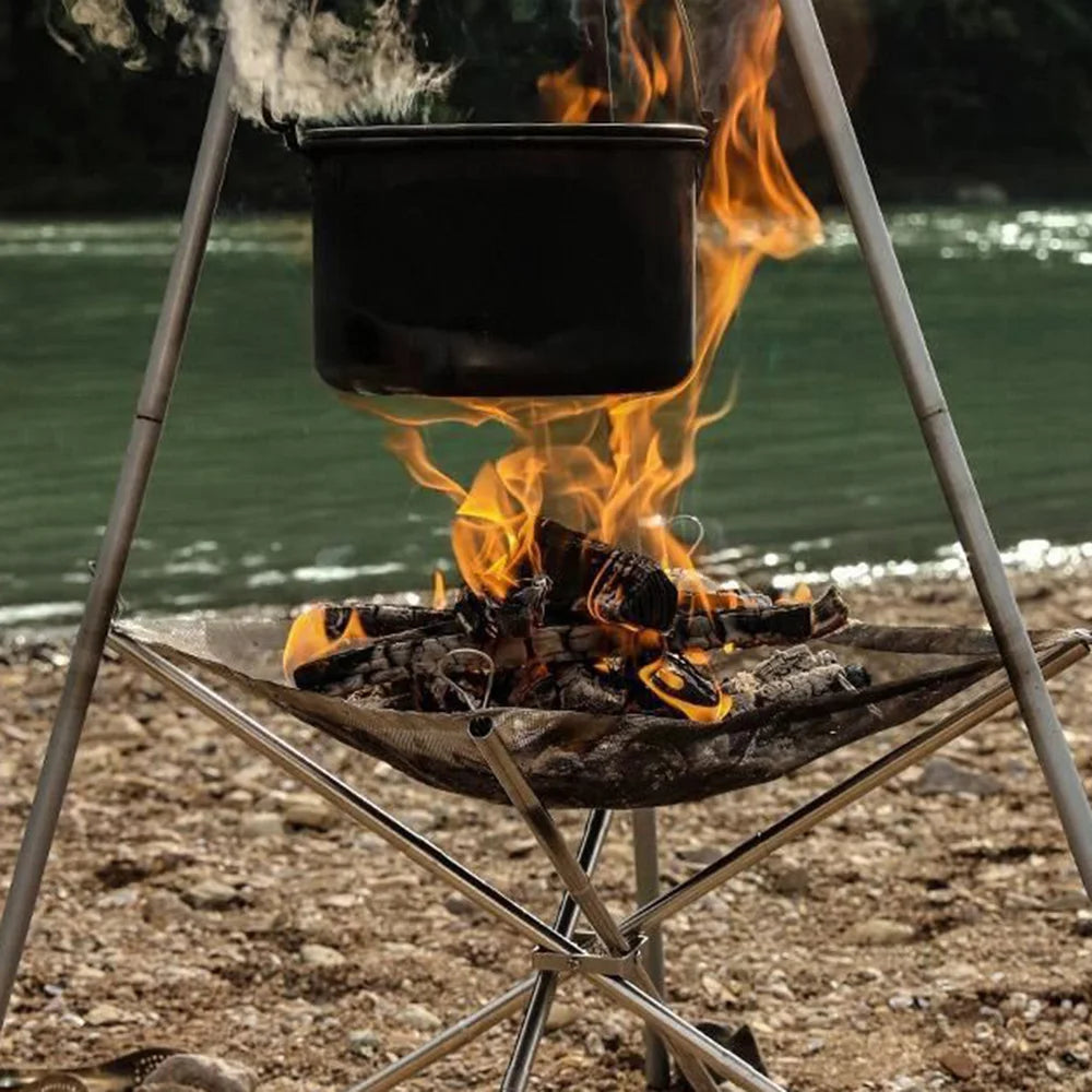 Portable Fire Pit for Camping BBQ Outdoor Steel Mesh  Grill Quick Assembly Durable Lightweight Travel Picnic Camping Net