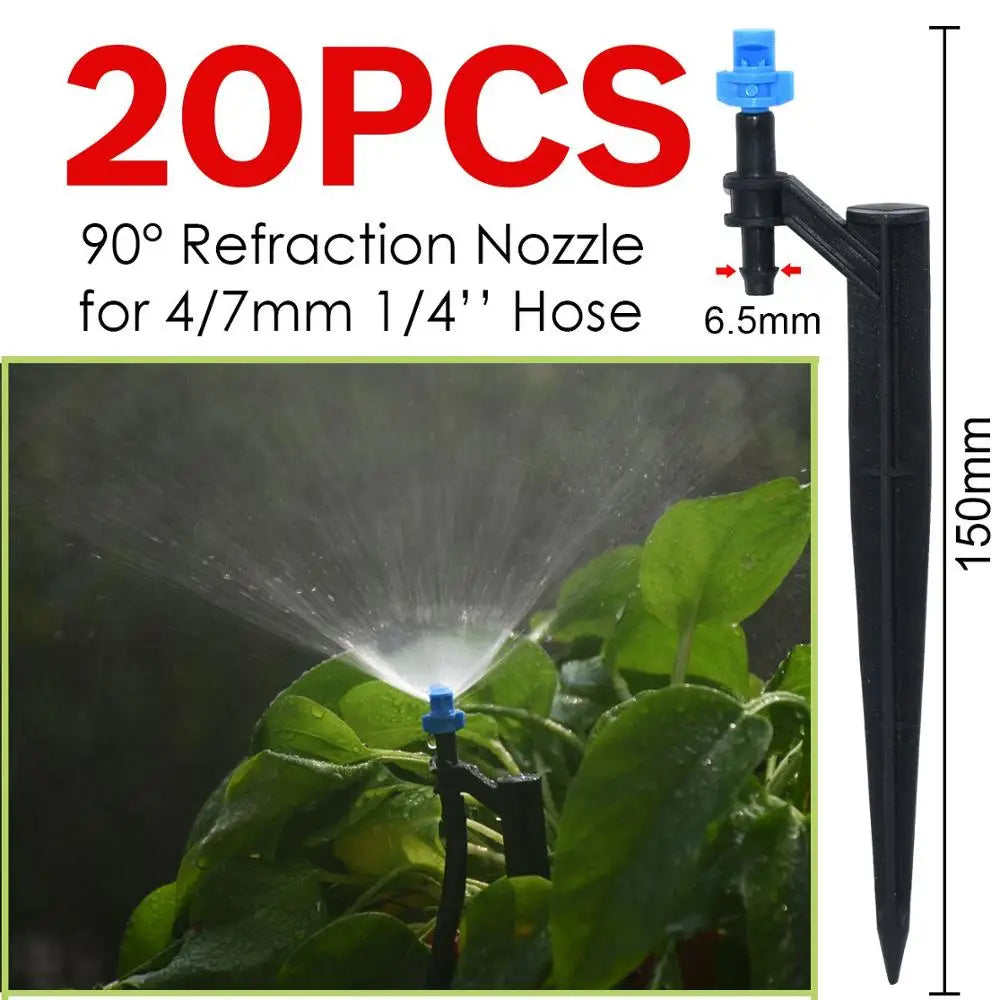 KESLA 20PCS 90/180/360 Degree Misting Nozzle 13cm Stake 1/4'' Barb  Drip Irrigation Watering Garden Flower Irrigation Sprinkler