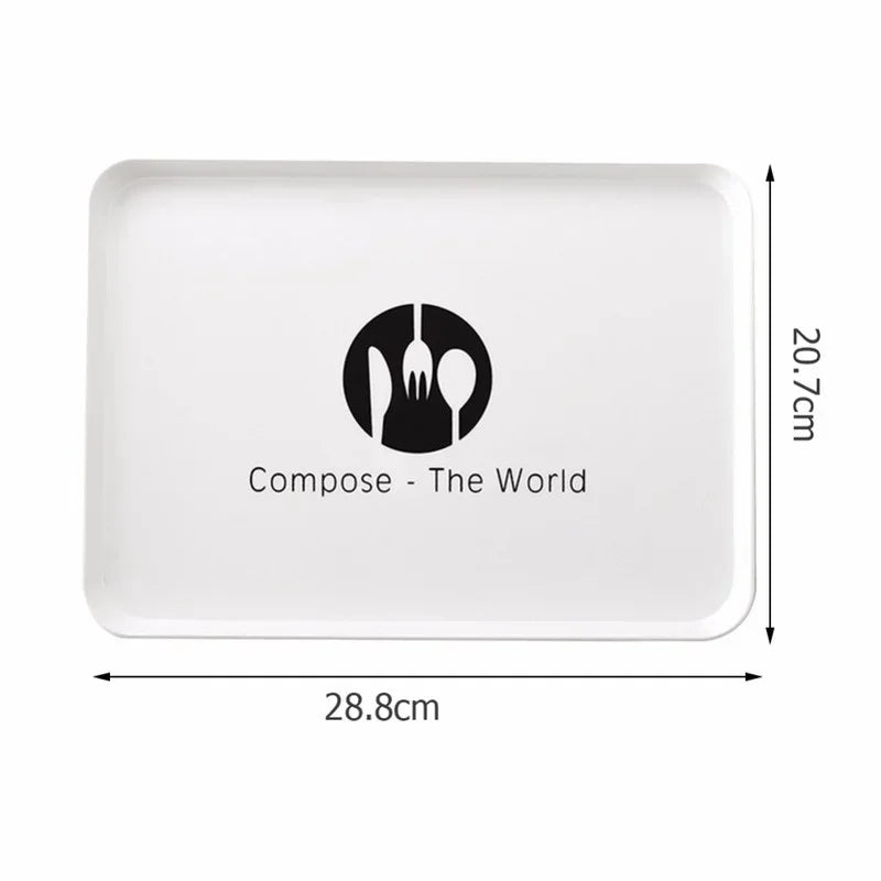 1 Pcs Practical Plastic Dessert Serving Tray Tea Breakfast Bread Tray Snack Plate Storage Plates Square Accessory Cosmetics Dish