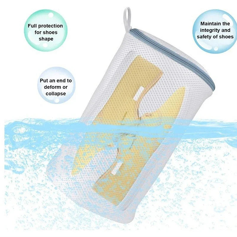 Shoe Washing Bags Washing Shoe Organizer Mesh Bags Zipper Secured Net Laundry Bags For Sneaker Socks Cleaning