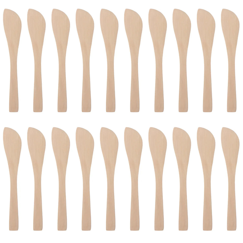 20Pcs Wooden Dumpling Filling Spoons Natural Eco-Friendly Kitchen Tools Dough Cutter Butter Jam Spreader Mask Applicator