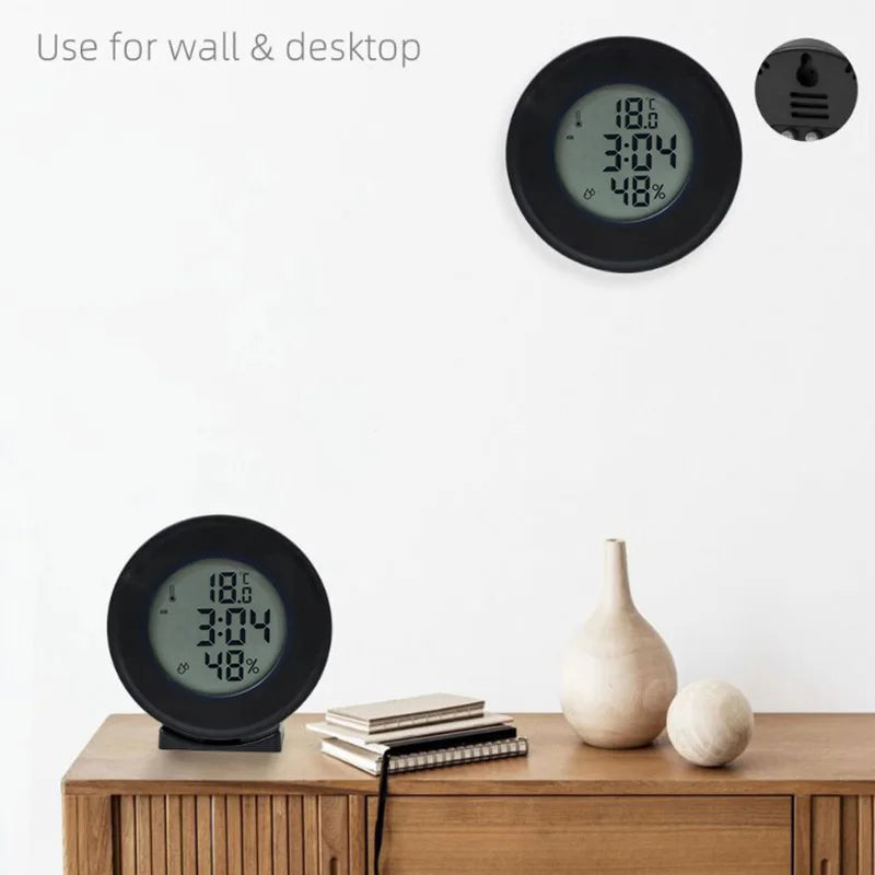 Digital LCD Travel Alarm Clock With Temperature Hygrometer Mini Desk Wall Clock Battery Powered