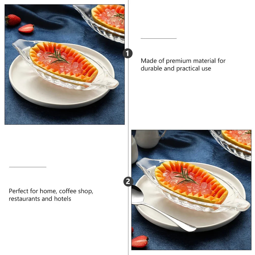 1pc Ice Cream Bowl Transparent Double-Ear Banana Bowl For Cold Drink Juice Dessert Salad Glass Tableware Household Serving