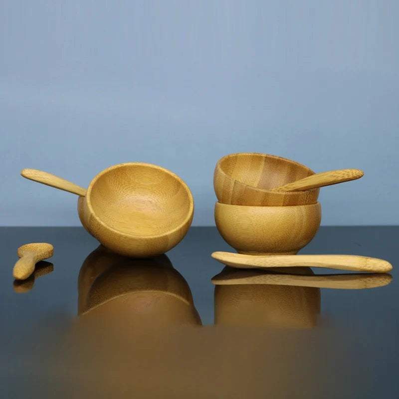 1/2/3pcs Mini Size Bamboo DIY Face Mask Mixing Bowl with Spoon Aromatherapy Bowl Set Massage Oil Face Care Makeup Tool Kits