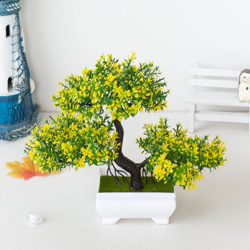 Artificial Plants Bonsai Small Tree Pot Fake Plant Flowers Potted Bonsail For Home Room Table Balcony Garden Arrangement Decor