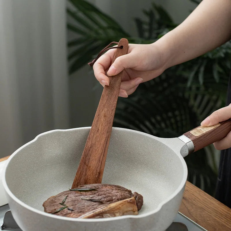 High Temperature Resistant Household Spatula Spoon Soup Ladle,Kitchen Stir Fry Spatula,Non-stick Teak Wooden Cooking Spatula