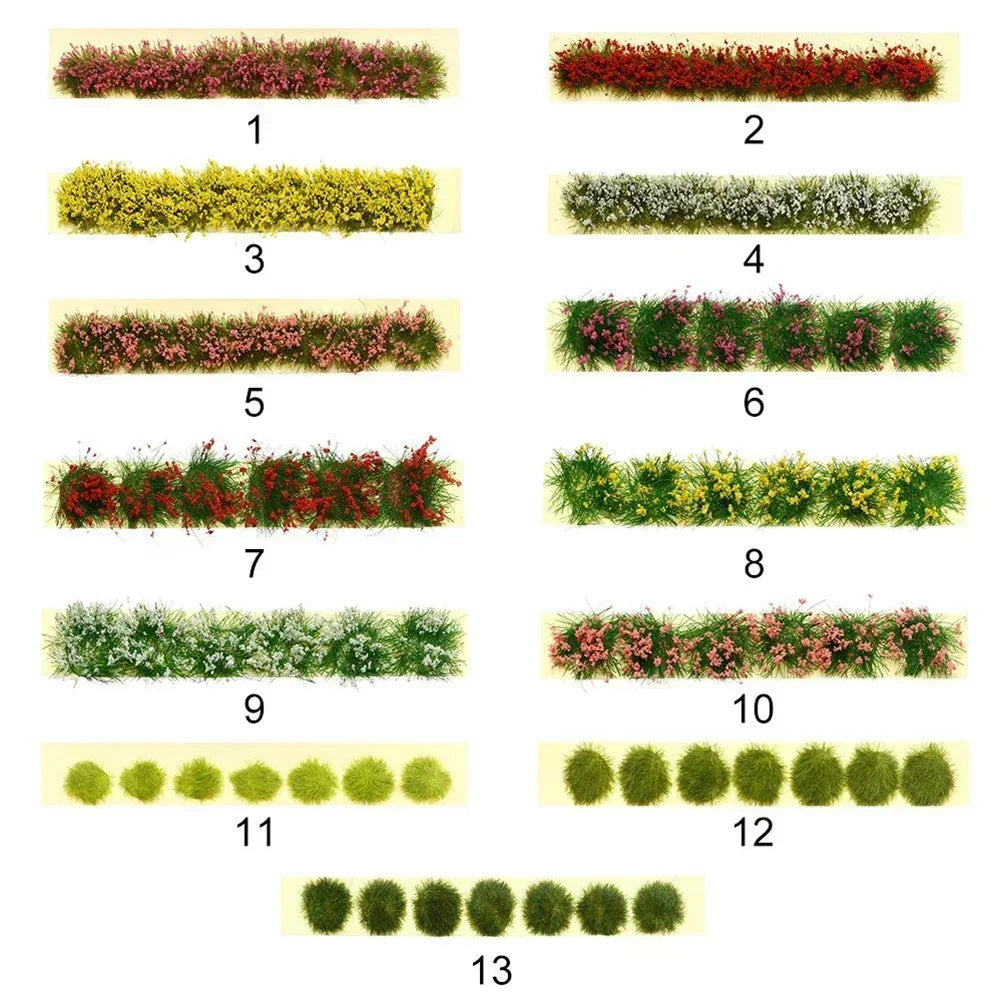 Simulation Miniature Flowers Grass Tufts Model For HO Train Railway Building Garden Scene Decoration Materials Diorama Kits