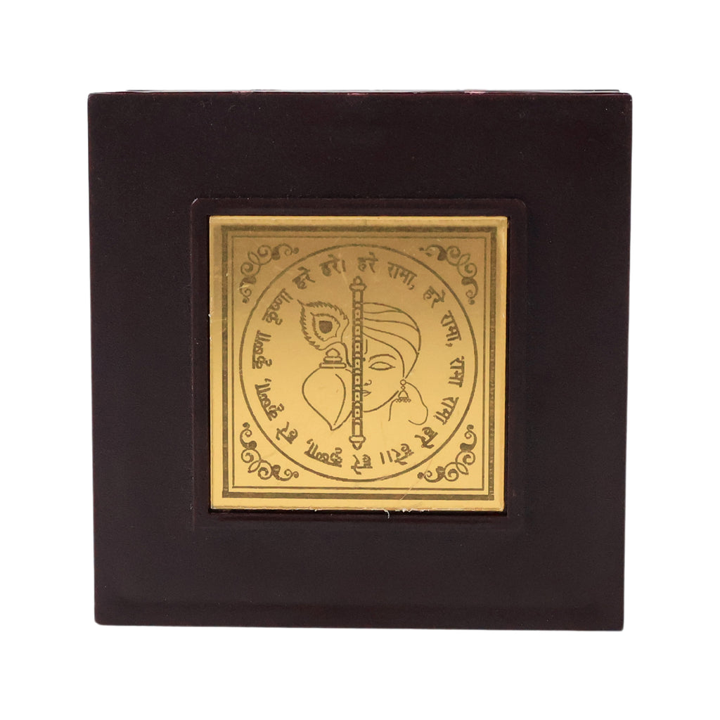 Golden Charan Paduka In Wooden Box  Spiritual Gift  Pooja Accessory